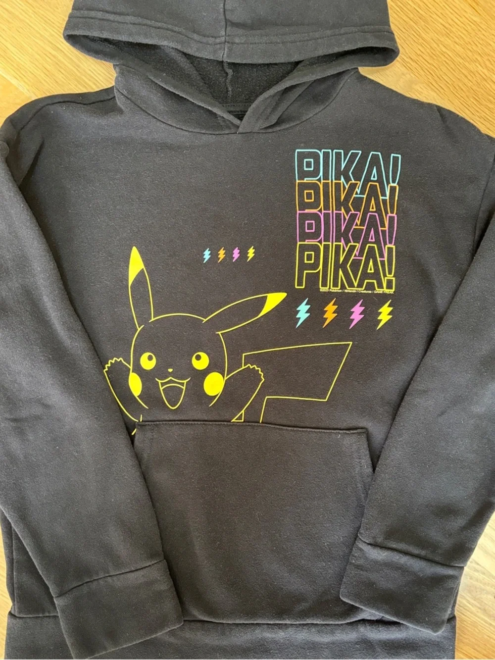 Old Navy Black Pikachu Graphic Hoodie with Neon Print